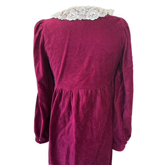 Vintage 70s Witchy Dark Academia Maxi Dress - Velvet Feel, Lace Collar, Boho - Picture 6 of 10